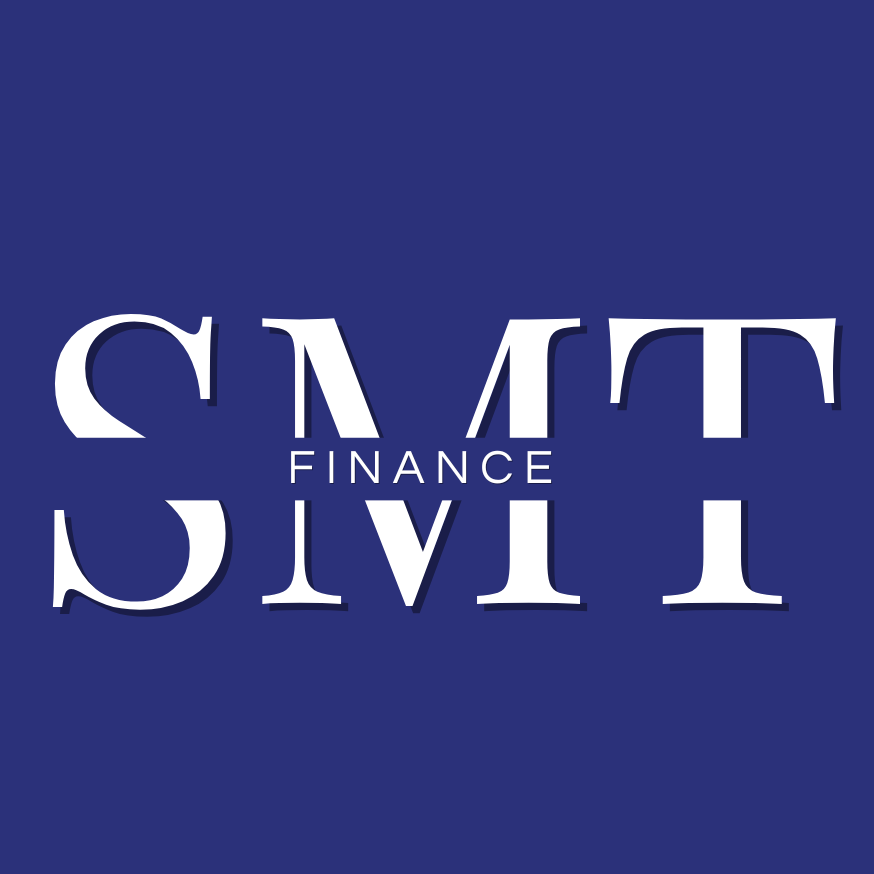 SMT Finance Logo, blue backgroud with white lettering.